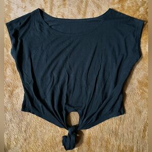Blackmilk Clothing black tie up front crop top tee shirt XS